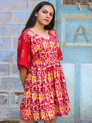 Ila Khadi Lotus Red Tunic Red Agati