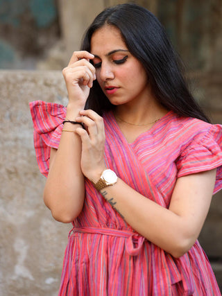 Soma Khadi Tunic Set Pink Agati