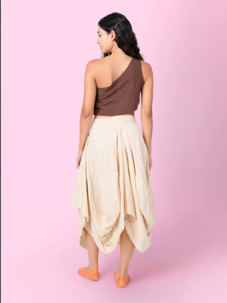 Swish - Brown One Shoulder Sleeveless Crop Top