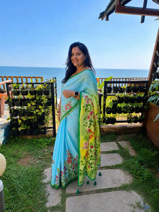 Lavanya Hand Painted Cotton Mul Mul Saree