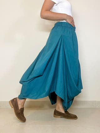 Hary- Teal Draped Harem Skirt