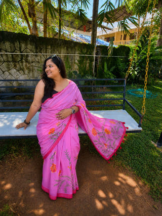 Kanak Hand Painted Cotton Mul Mul Saree