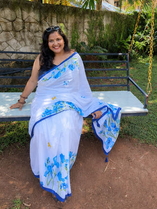 Aparajita Hand Painted Cotton Mul Mul Saree