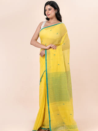 Mimosa - Pure Cotton Saree With Jamdani Motifs Without Blouse Piece