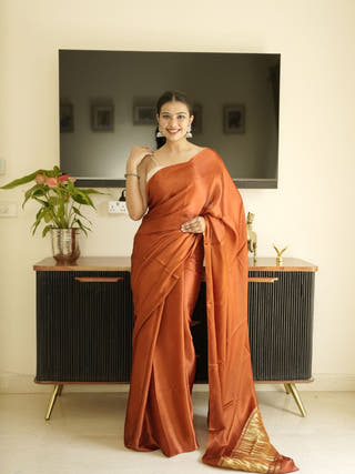 Brown Modal Silk Saree