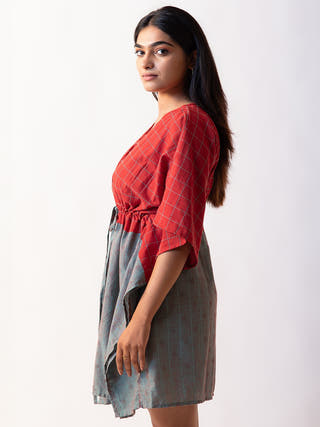 Dobby Free Size Kaftan Dress Red
