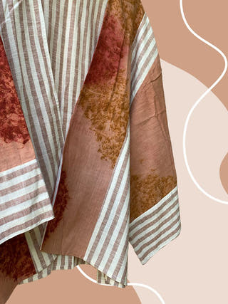 Ecoprinted Handwoven Breezy Jacket Yellow & Pink - Organic cotton Jumpsuit for women in Yellow & Pink color