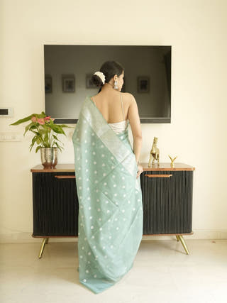 Turqoise Banarasi Silk Saree