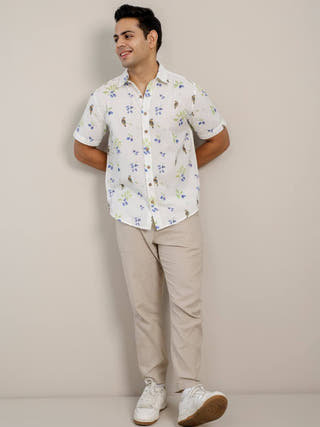 White Jamun Half Sleeve Shirt