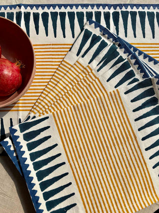 Striped placemats Set of 6 Mustard & Blue ARRAS