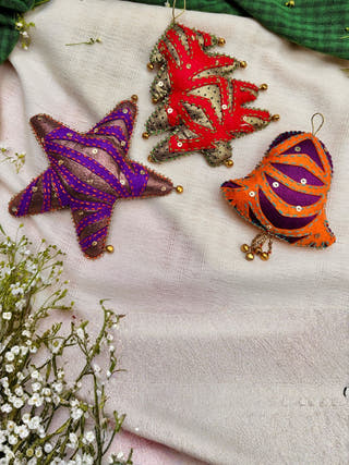 Cutwork Applique Christmas Set of Star | Tree | Bell