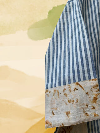 Ecoprinted Handwoven Breezy Jacket Blue - Organic Cotton Jumpsuit for women in blue color