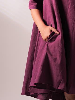 Sunset Free Size Dress Wine