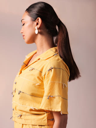 Knotty Top Skirt Set Yellow