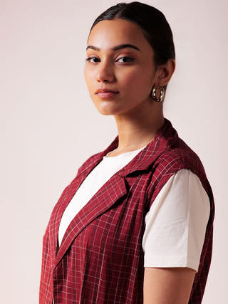 Quad Blazer Pant Set Maroon