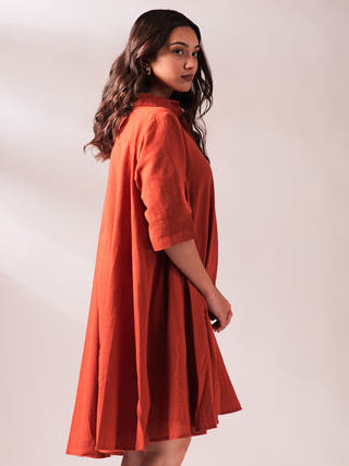 Sunset Free Size Dress Rust