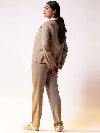 Reversible Blazer Pant Set Beige