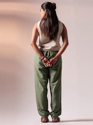 Flexi Top Pant Set Olive & White