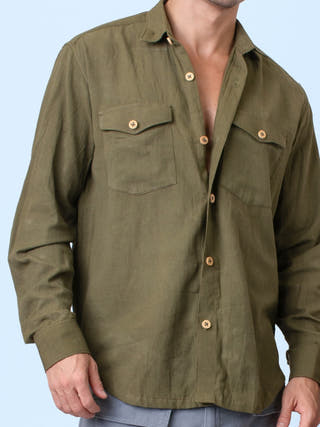 Olive Canyon Unisex Shirt with Flap Pockets