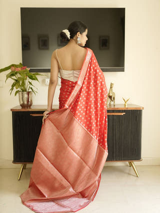 Red-Gold Banarasi Silk Saree