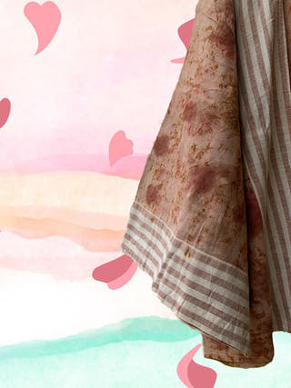 Ecoprinted Handwoven Breezy Jacket Pink & Brown - Organic Cotton Jumpsuit for women in beige color