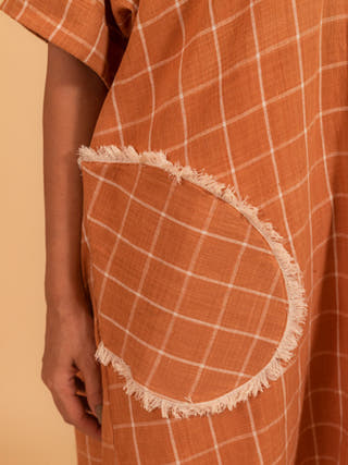 Moral Fibre Beach Dress With Patch Pockets In Check Fabric Moral Fibre 