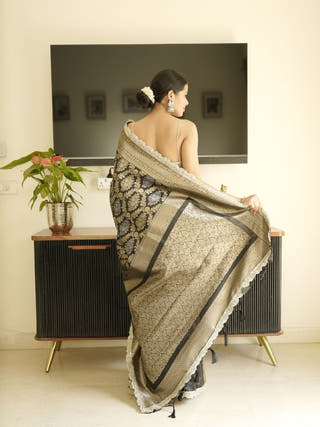 Black-Gold Banarasi Silk Saree