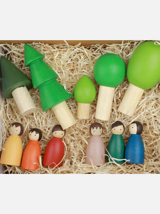 Colored Birch Folk in Evergreen Forest Birch and Bug 