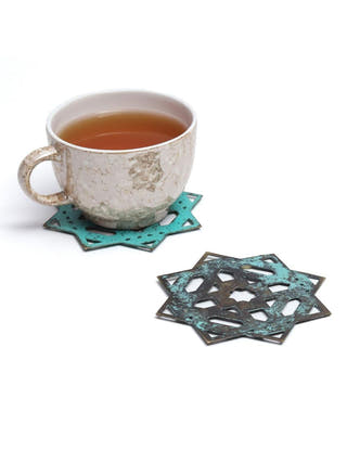 Mantra Turquoise Coasters  | Set of 2
