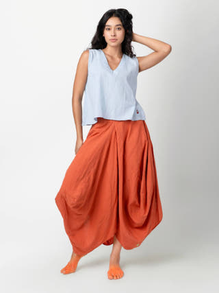 Rust Hary Draped Harem Skirt