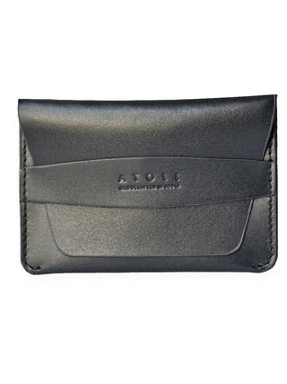Greece Black Flap Wallet