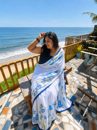 Aparajita Hand Painted Cotton Mul Mul Saree
