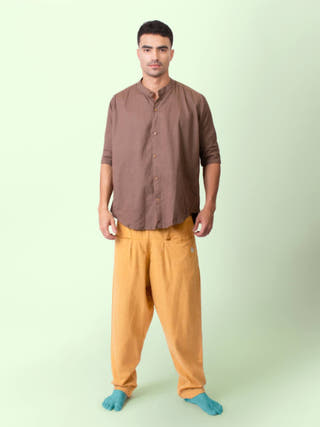 Brown Taube Mandarin Collar Shirt