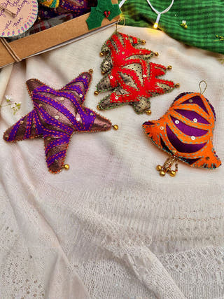 Cutwork Applique Christmas Set of Star | Tree | Bell