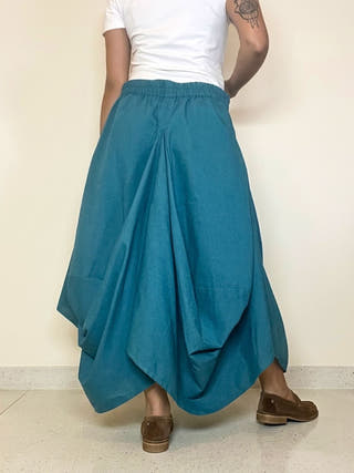 Hary- Teal Draped Harem Skirt