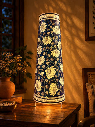 Neelambara Heritage Leather Lamp - Blue