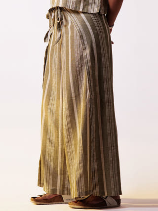 Leno Wrap Pant Top Set Olive