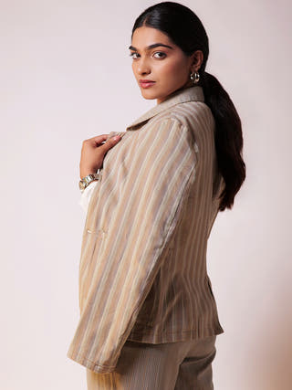 Reversible Blazer Pant Set Beige