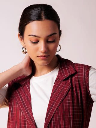 Quad Blazer Pant Set Maroon