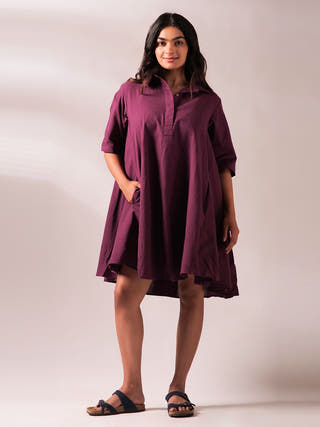 Sunset Free Size Dress Wine