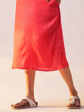 Embroidered Midi Dress Fuschia