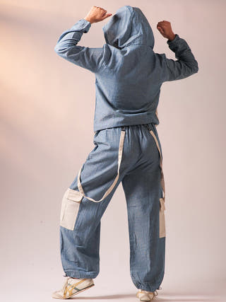 Cargo Top Pant Set Denim Blue