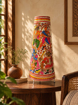 Dashavathar Hand Painted Table Lamp - Multicolor