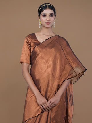 Shaili Copper Handwoven Tissue Saree
