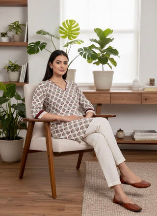 Manjari Crimson Lattice Kurti