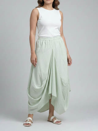 Hary- Green Draped Harem Skirt