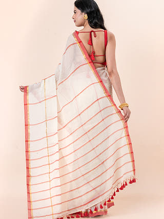 Kumkum - Pure Cotton Saree With Zari Border Without Blouse Piece