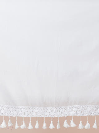 Whimsy White Pure Cotton Solid Saree With Lace Border  Without Blouse Piece