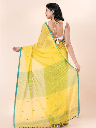 Mimosa - Pure Cotton Saree With Jamdani Motifs Without Blouse Piece
