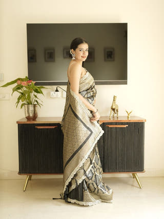 Black-Gold Banarasi Silk Saree